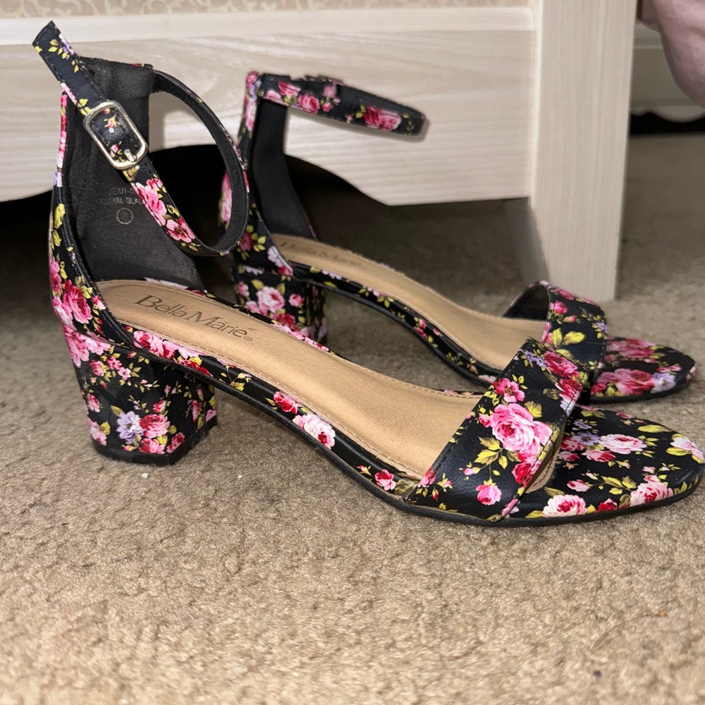 Floral Black Women's Sandals